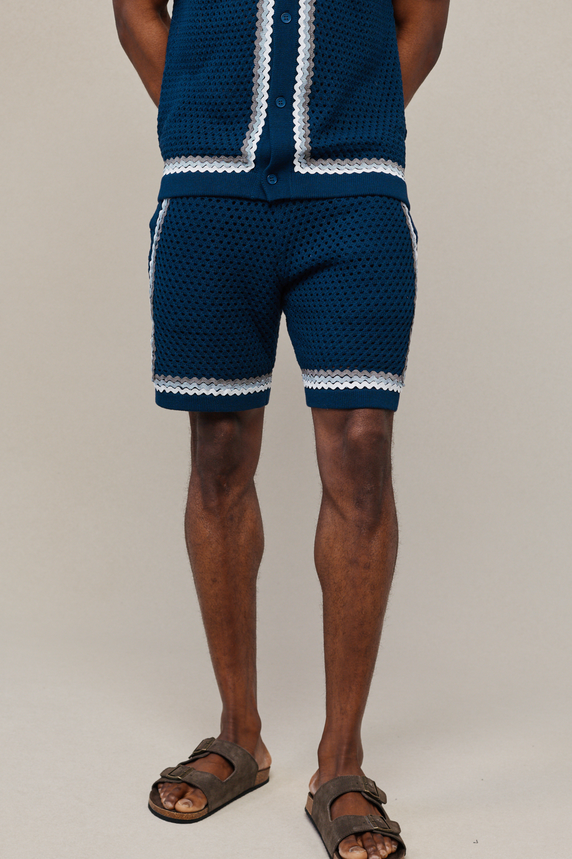 Marconi Crochet Knit Short - Navy