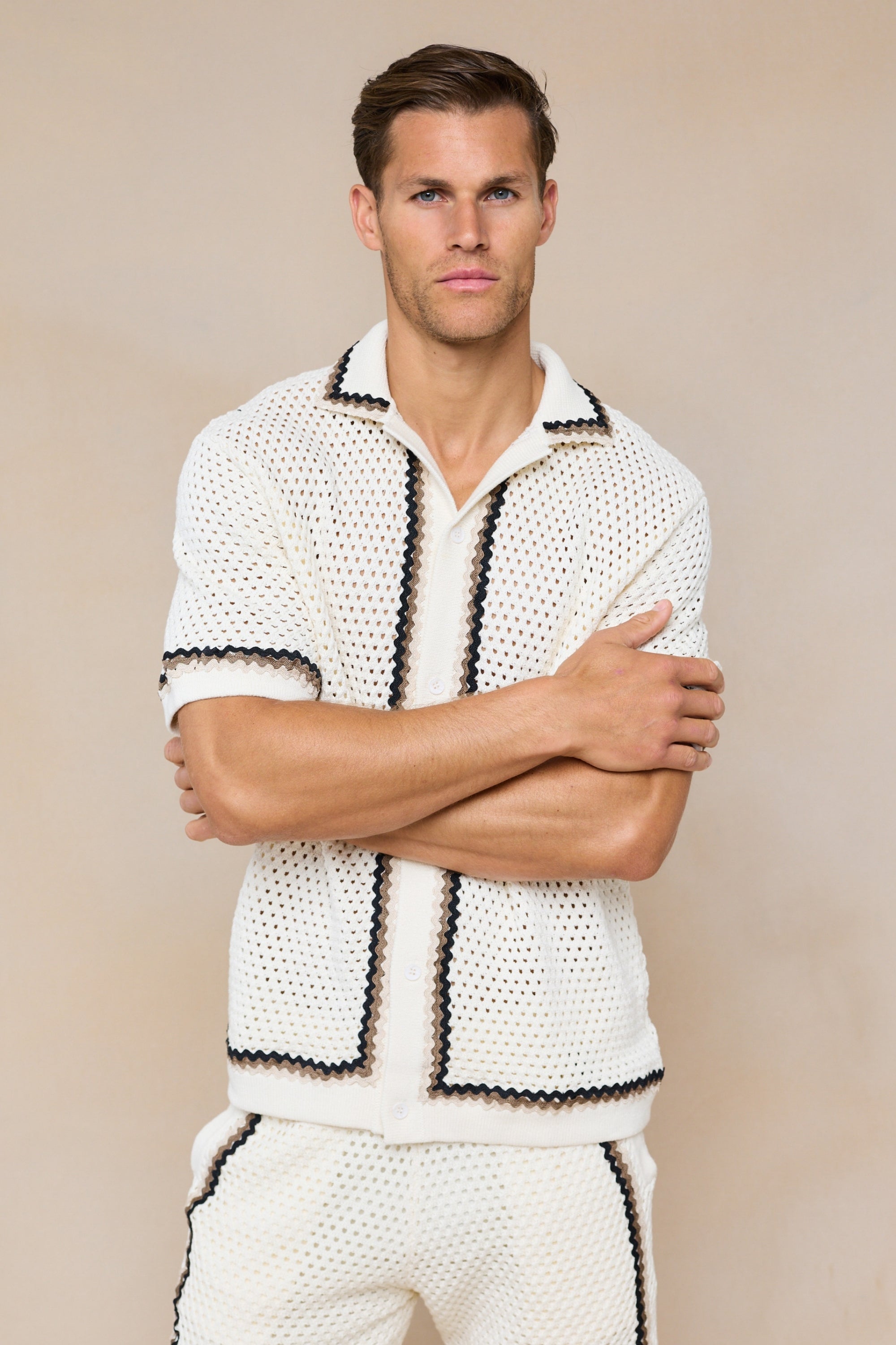 Marconi Crochet Knit Shirt - Ecru