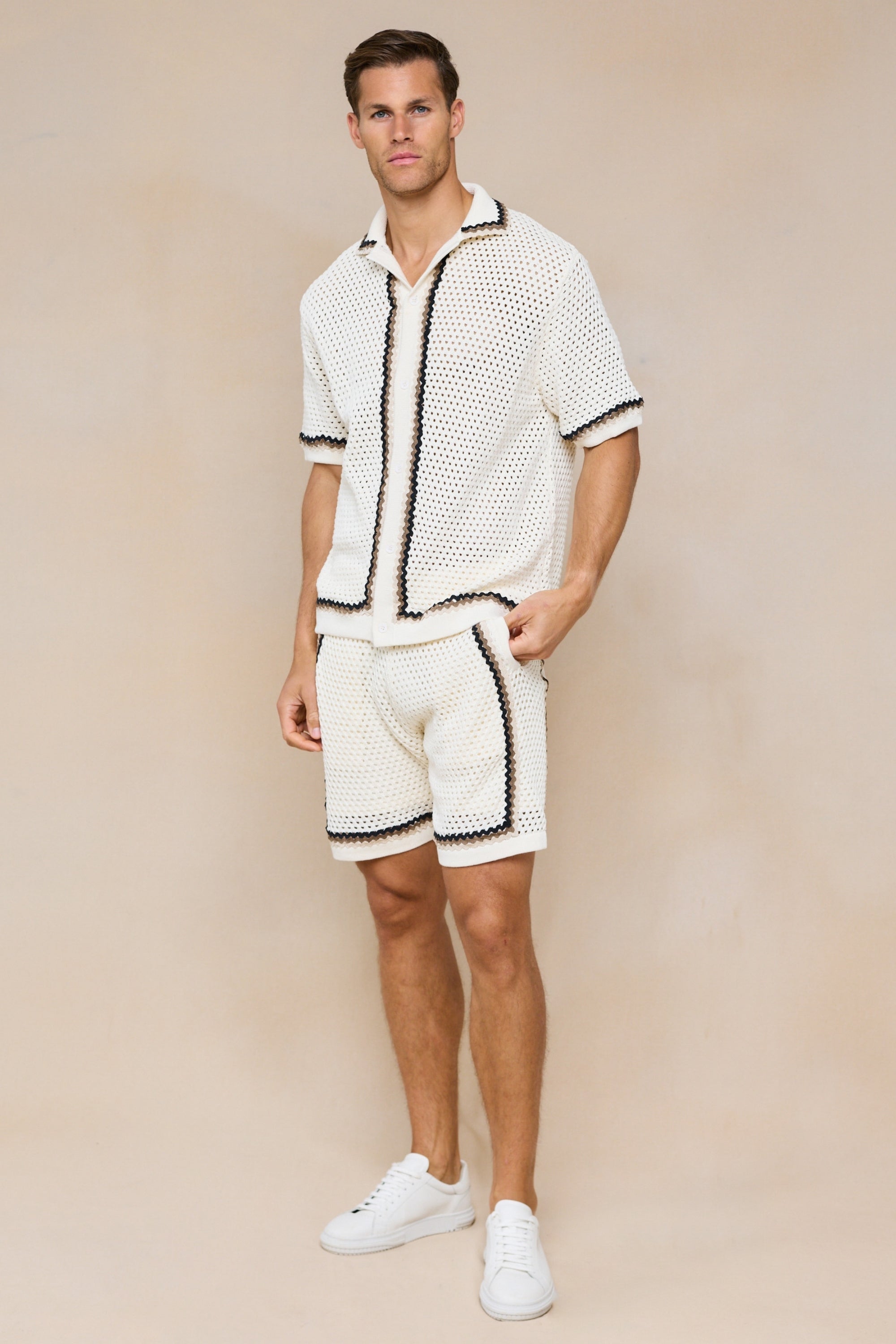 Marconi Crochet Knit Shirt - Ecru