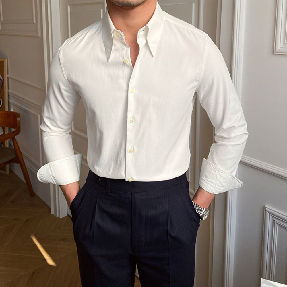 Old Money Large Pointed Casual Slim-Fit Shirt