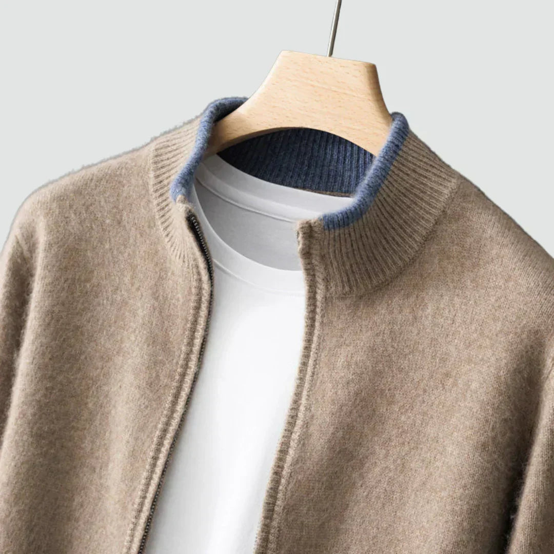 Old Money Pure Cashmere Zip Cardigan