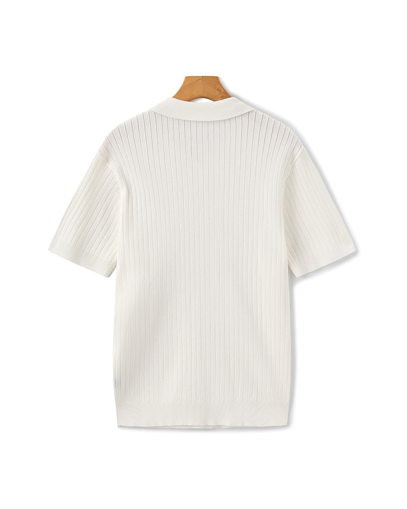 Premium Ribbed Knit Polo