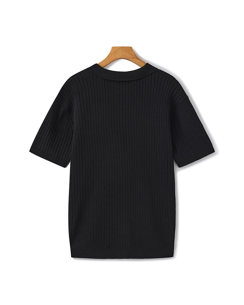 Premium Ribbed Knit Polo