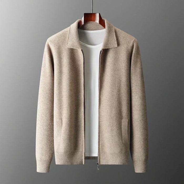 Old Money Men’s Cashmere Knitted Zip-Through Jacket