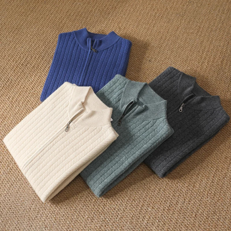 Old Money 100% Merino Wool Full Zip Jumper