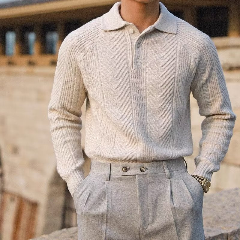 Old Money Old Money Knitted Polo Thermal Sweater