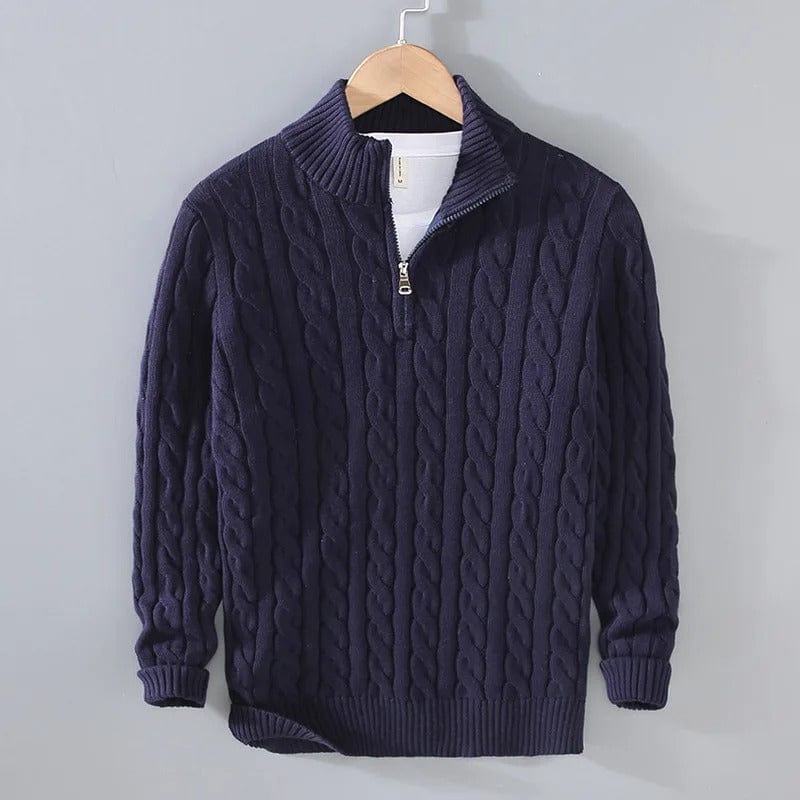 Old Money Half-zip Cable-knit sweater
