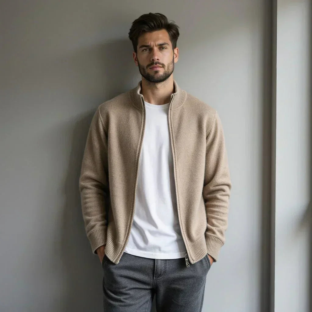 Old Money Pure Cashmere Zip Cardigan