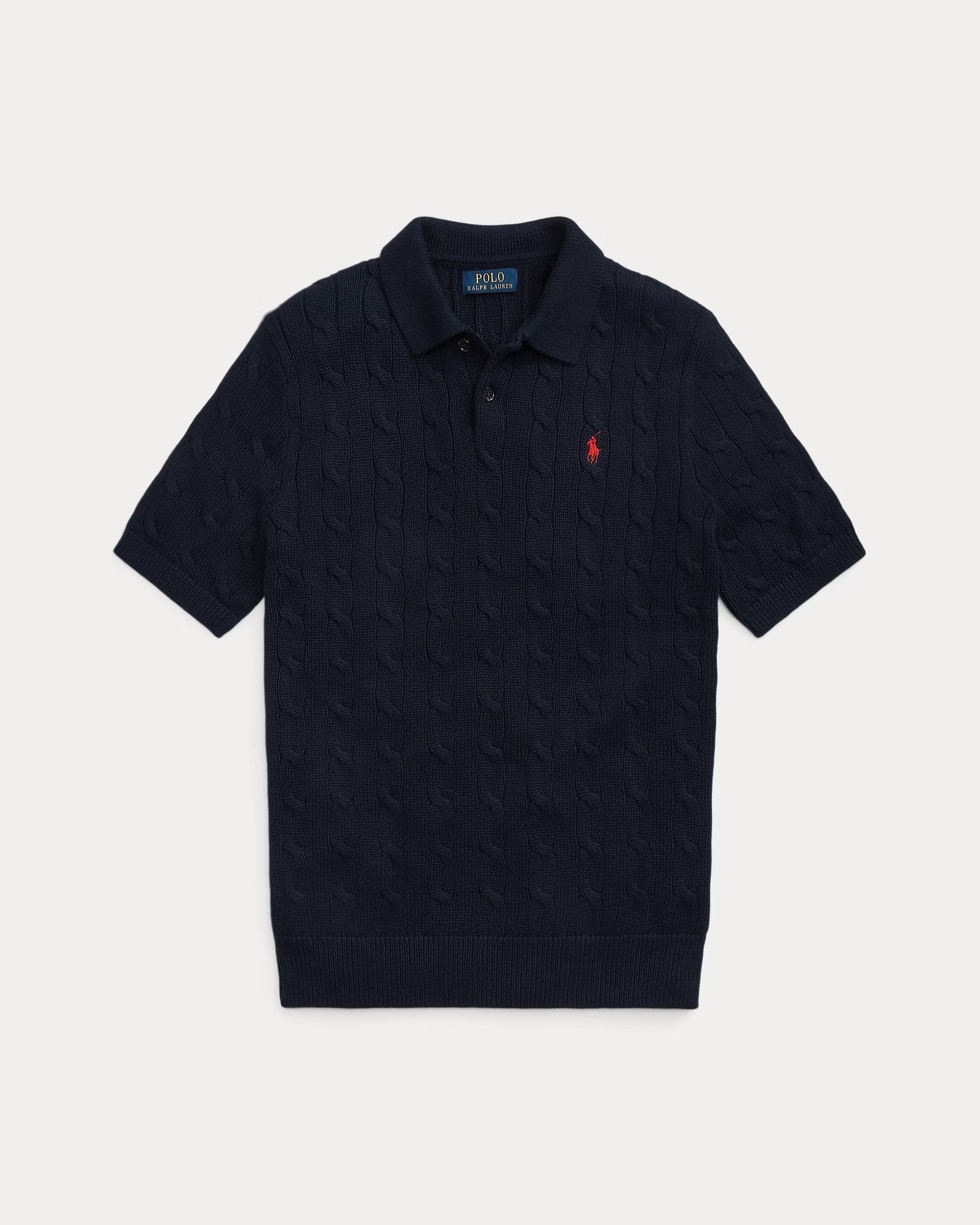 Cable-Knit Cotton Polo-Collar Jumper