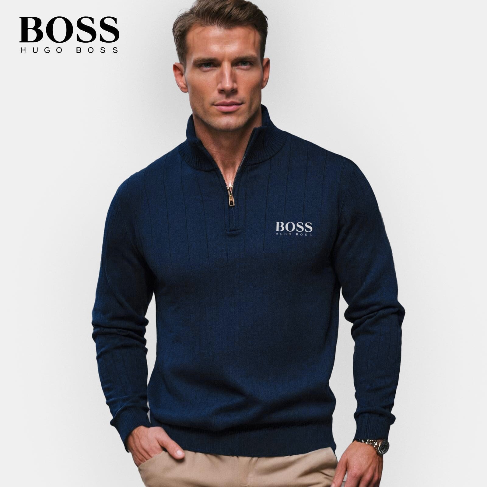 HB Men's Zip-Up Sweater (Clearance)